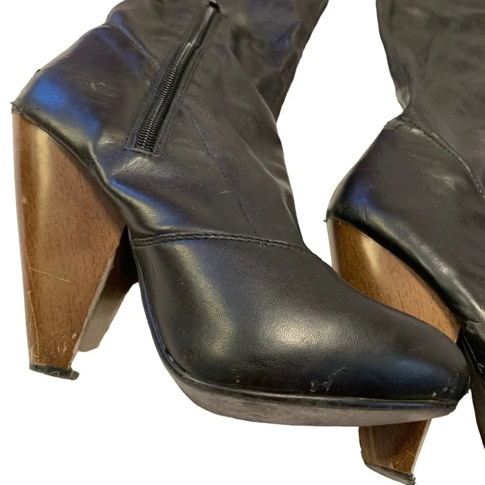 Brand Black knee high black boots with side zipper